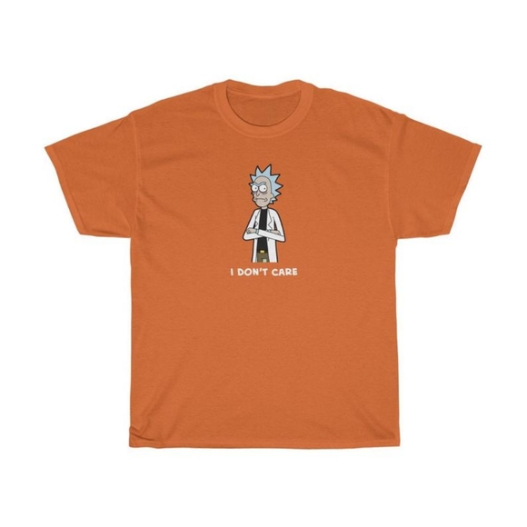 Other - NEW RICK & MORTY I Don't Care Orange T-shirt Large